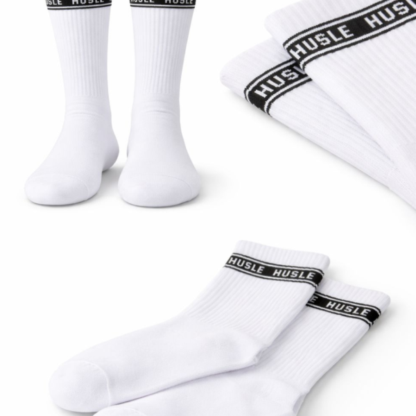 HUSLE Essential Crew Socks – White